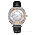 Moder de cuarzo de moda Pearl Watch con cuero para mujeres